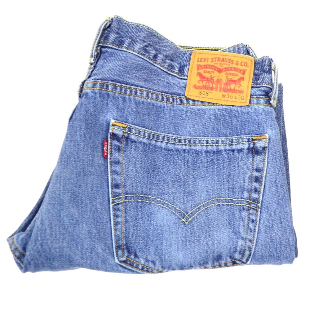Levi's 505 Men's Size W36 L30 Blue Medium Wash Straight Fit Denim Jeans
